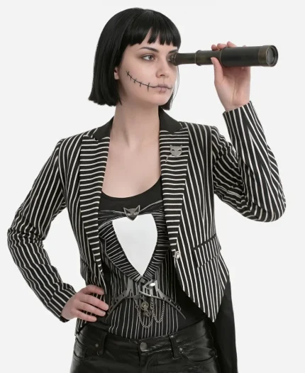 Women's Skellington Nightmare Before Black & White Christmas Tailcoat