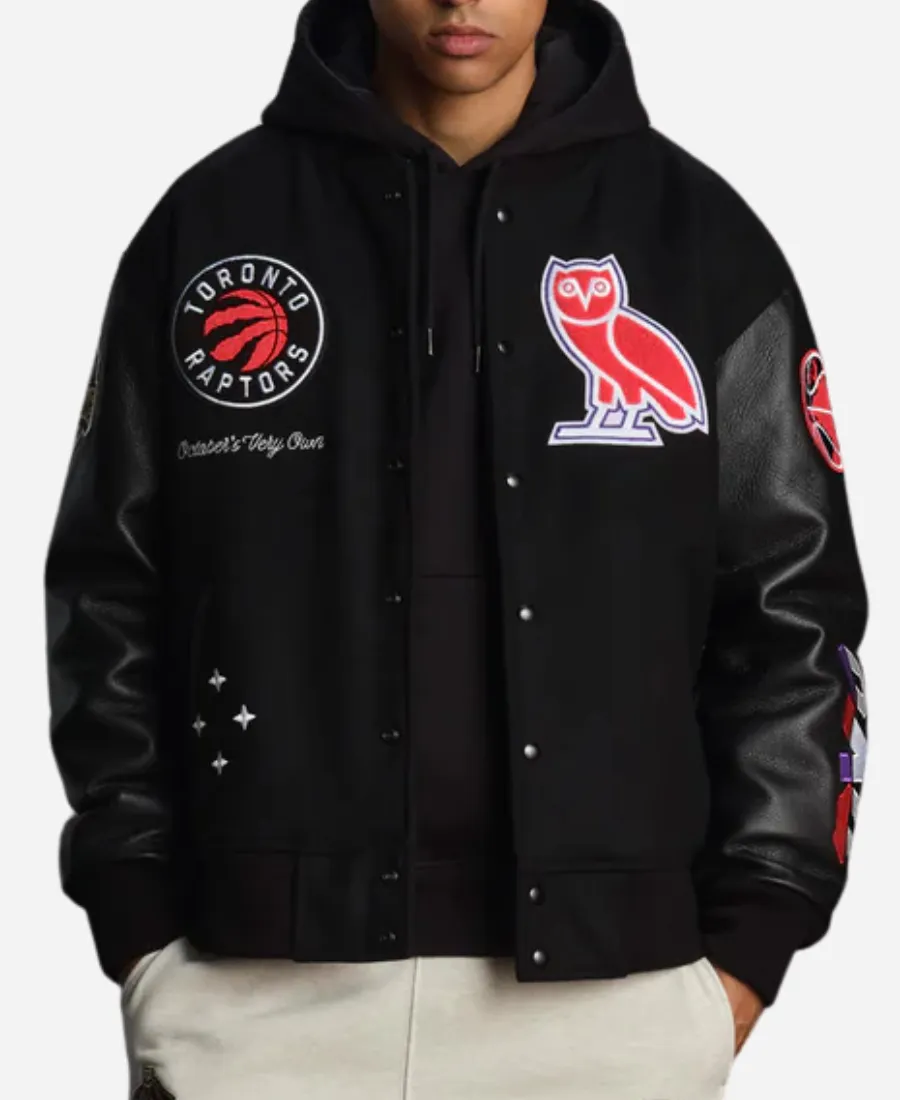 Toronto Raptors x OVO Black Varsity Jacket Toronto Raptors x OVO Black Varsity Jacket