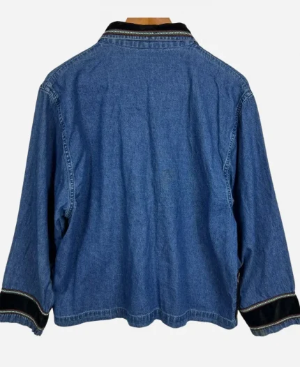 Trendy Christmas Embroidered Snow Flakes Denim Jacket 