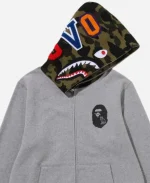 Unisex BAPE x October's Very Own Shark Full Zip Grey Hoodie