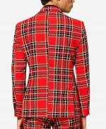 Unisex Christmas Check Plaid Red Suit