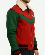 Unisex Christmas Red And Green Varsity Bomber Jacket