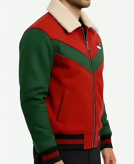 Unisex Christmas Red And Green Varsity Bomber Jacket