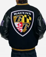 Unisex Golf Wang 2025 Baltimore Ravens Black Varsity Letterman Full-Snap Jacket