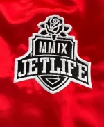 Unisex Jet Life Apparel Home Plate Satin Jacket - Red, Green & Navy Blue