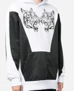 Unisex PLEIN SPORT Tiger-Print Panelled White Hoodie