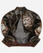 Unisex Pelle Pelle 47th Anniversary Bomber Leather Jacket - Brown