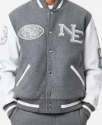 Unisex Rob Gronkowski CNCPTS x New England Patriots Grey & White Varsity Jacket