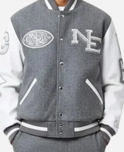 Unisex Rob Gronkowski CNCPTS x New England Patriots Grey & White Varsity Jacket