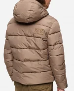 Unisex Superdry Sports Hooded Down Puffer Jacket -Brown
