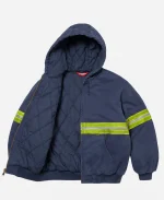 Unisex Supreme Reflective Stripe Blue Hooded Work Jacket