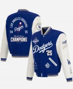  Unsiex Los Angeles Dodgers JH Design Reversible Varsity Full-Snap Jacket