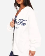 White Fox Ready To Go Zip Front Hoodie - Off White