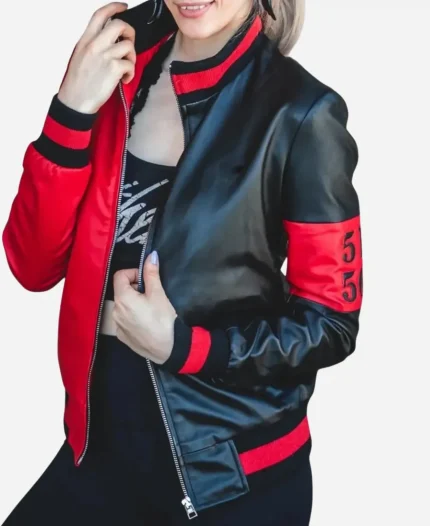 Women's 51 50 Black & Red Leather Jacket