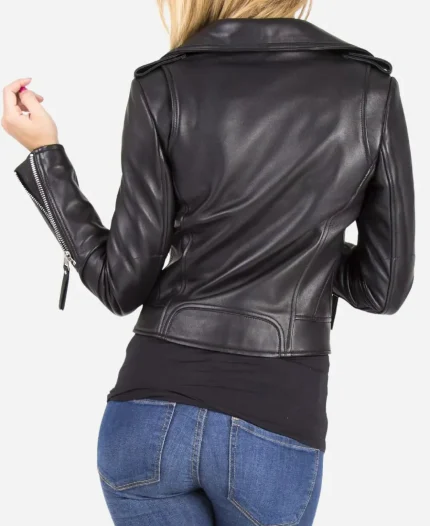 Women's Adele Black Leather Jacket - For Sale