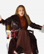 Women's Adele Easy On Me Brown Leather Trench Coat