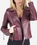 Women's Burgundy Leather Jacket