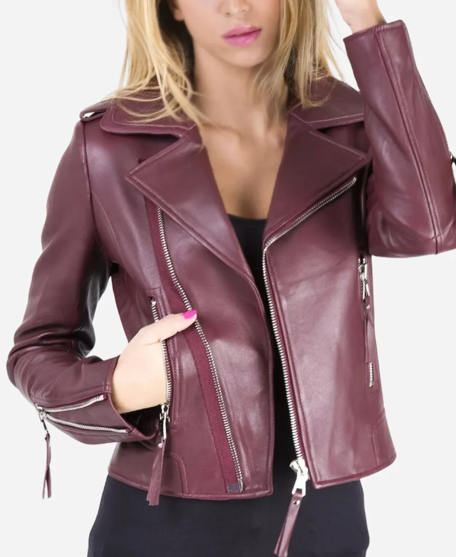 Women's Burgundy Leather Jacket Women's Burgundy Leather Jacket
