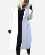 Women's Christmas Monochrome White Wool Coat 