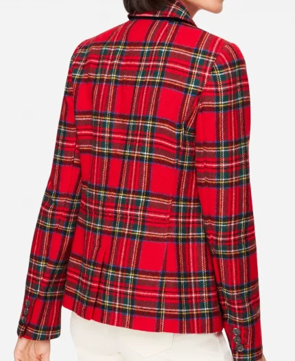 Women's Classic Christmas Check Plaid Red Blazer