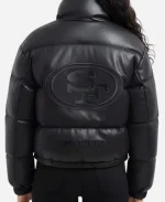 Women’s Off-Season x NFL San Francisco 49ers Black Faux Leather Puffer Jacket