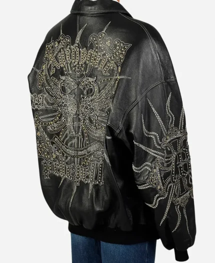 Women's Pelle Pelle Studded Marc Buchanan Black Leather Jacket