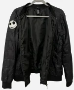 Women's The Nightmare Before Christmas Patches Jack Skellington Black Puffer Bomber Jacket