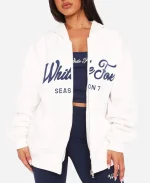 Women's White Fox Ready To Go Zip Front Off-White Hoodie