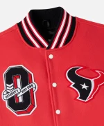 2025 October's Very Own OVO x NFL Houston Texans Red Varsity Jacket