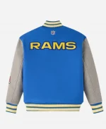 2025 October's Very Own OVO x NFL Los Angeles Rams Blue Varsity Jacket