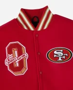 2025 October's Very Own OVO x NFL San Francisco 49ers Red Varsity Jacket