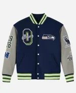2025 October's Very Own OVO x NFL Seattle Seahawks Navy Varsity Jacket