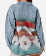 Adelaide Kane TV Series Greys Anatomy Season 22 Jules Millen Aztec Blue Print Denim Jacket
