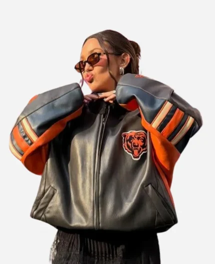 Alannah Davidson Chicago Bears Black Leather Jacket
