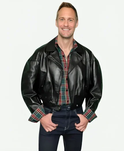 Alexander Skarsgård Pillion Black Leather Jacket