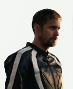 Alexander Skarsgård Pillion Film 2025 Ray Leather Racer Jacket-Black