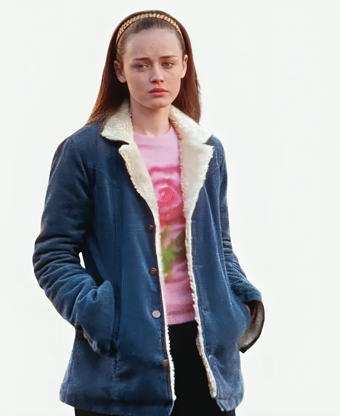 Alexis Bledel Gilmore Girls Shearling Jacket - Blue Alexis Bledel Gilmore Girls Shearling Jacket - Blue