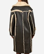 Alix Earle Double Breasted Shearling Coat - Dark Brown