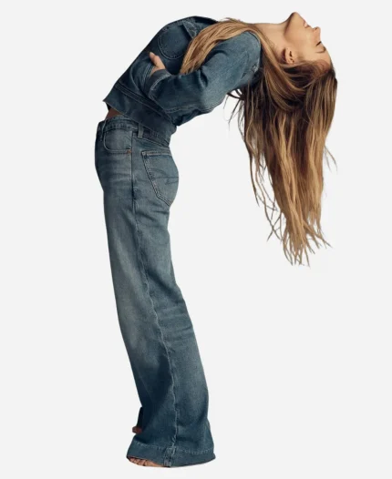  American Eagle x Sydney Sweeney Cinched Waist Blue Denim Jacket