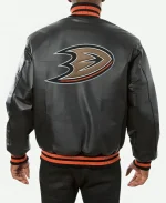 Anaheim Ducks Black Full Leather Varsity Jacket