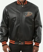 Anaheim Ducks Black Leather Jacket