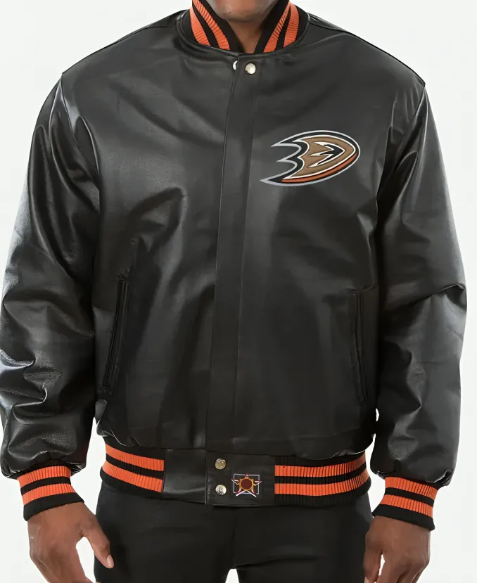 Anaheim Ducks Black Leather Jacket Anaheim Ducks Black Leather Jacket