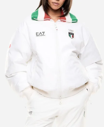 Armani Olympics Team Italy 2026 Winter EA7 Emporio White Bomber Jacket 