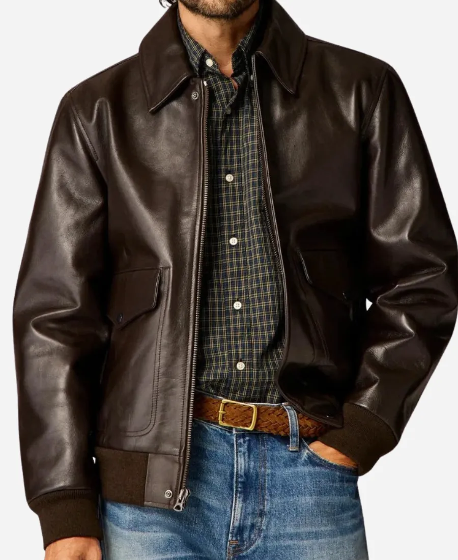 Aviator A2 Brown Vintage Leather Bomber Jacket Aviator A2 Brown Vintage Leather Bomber Jacket