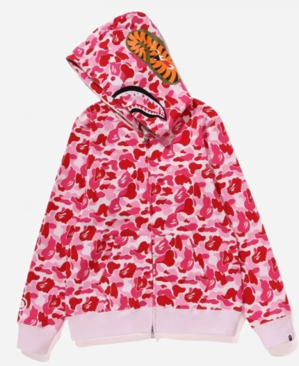 BAPE Shark Camo Pink Fill Zip Hoodie