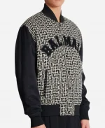 Balmain Monogrammed Patches Black And White Varsity Jacket