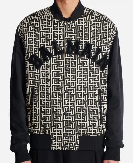 Balmain Monogrammed Patches Varsity Jacket
