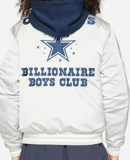 Billionaire Boys Club x Dallas Cowboys 2025 Satin Full-Snap Hooded Bomber Jacket
