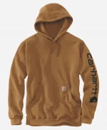 Carhartt Loose Fit Midweight Logo Sleeve Graphic Brown Hooded Sweatshirt