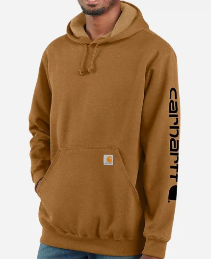 Carhartt Loose Fit Sleeve Logo Brown Hoodie